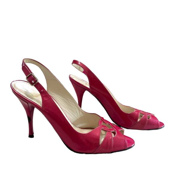 Stuart‎ Weitzman barbiecore hot pink patent leather slingback size 8 N - Picture 1 of 8